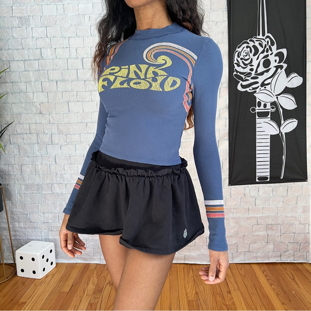 Free People Daydreamer Pink Floyd Swirls Mock Neck Tee